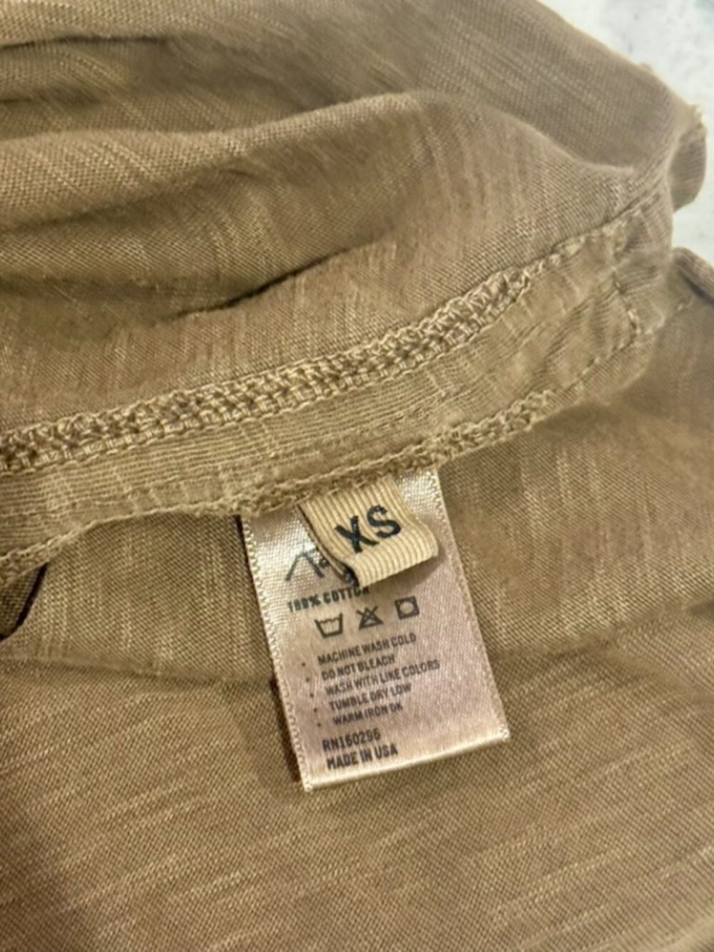 Rowan Mustard Green Cotton Cap Sleeve Tee Size XS - Picture 5 of 5